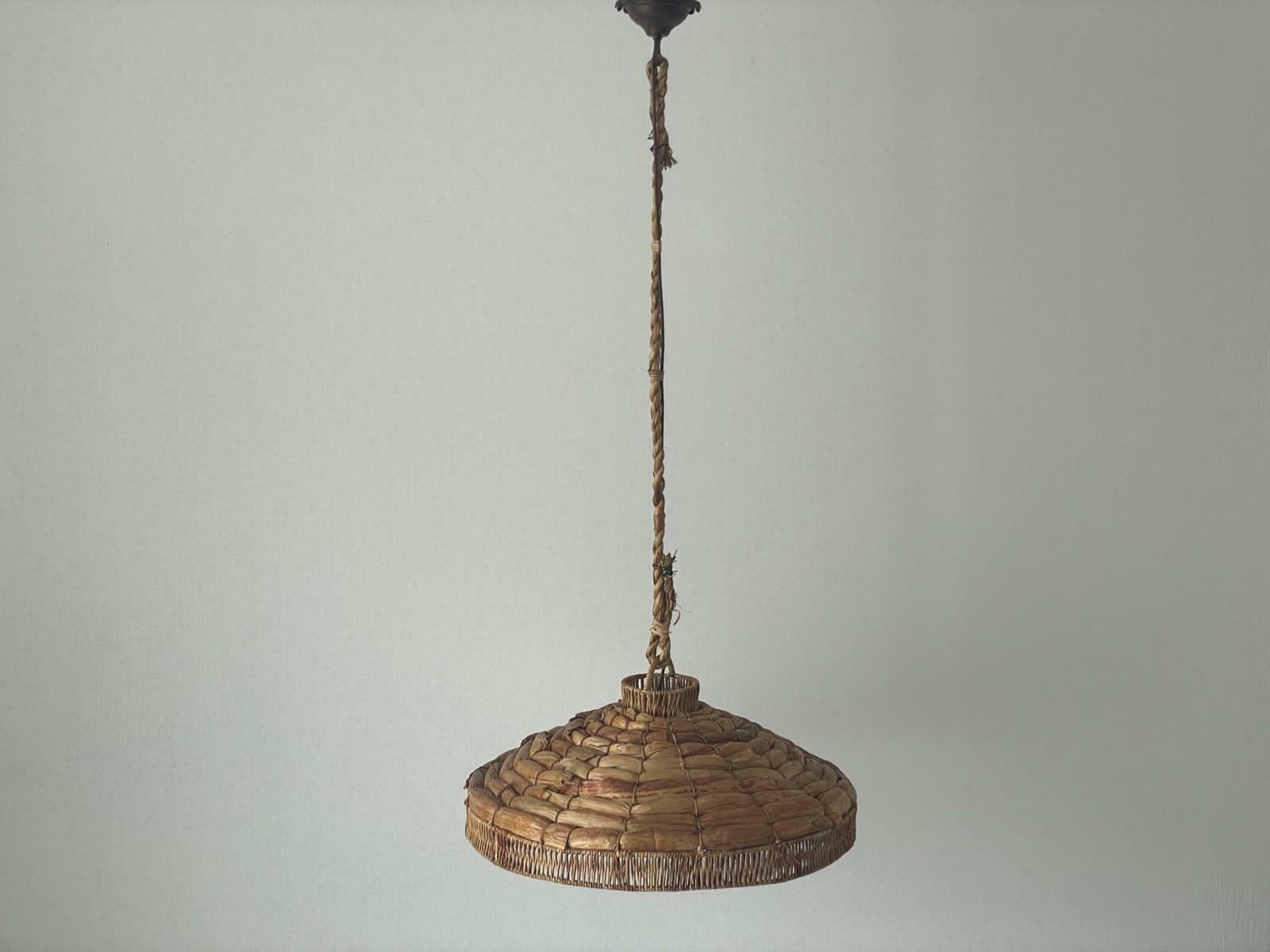 Beautiful Bamboo And Straw Xxl Pendant Lamp, 1960s, Germany photo buy