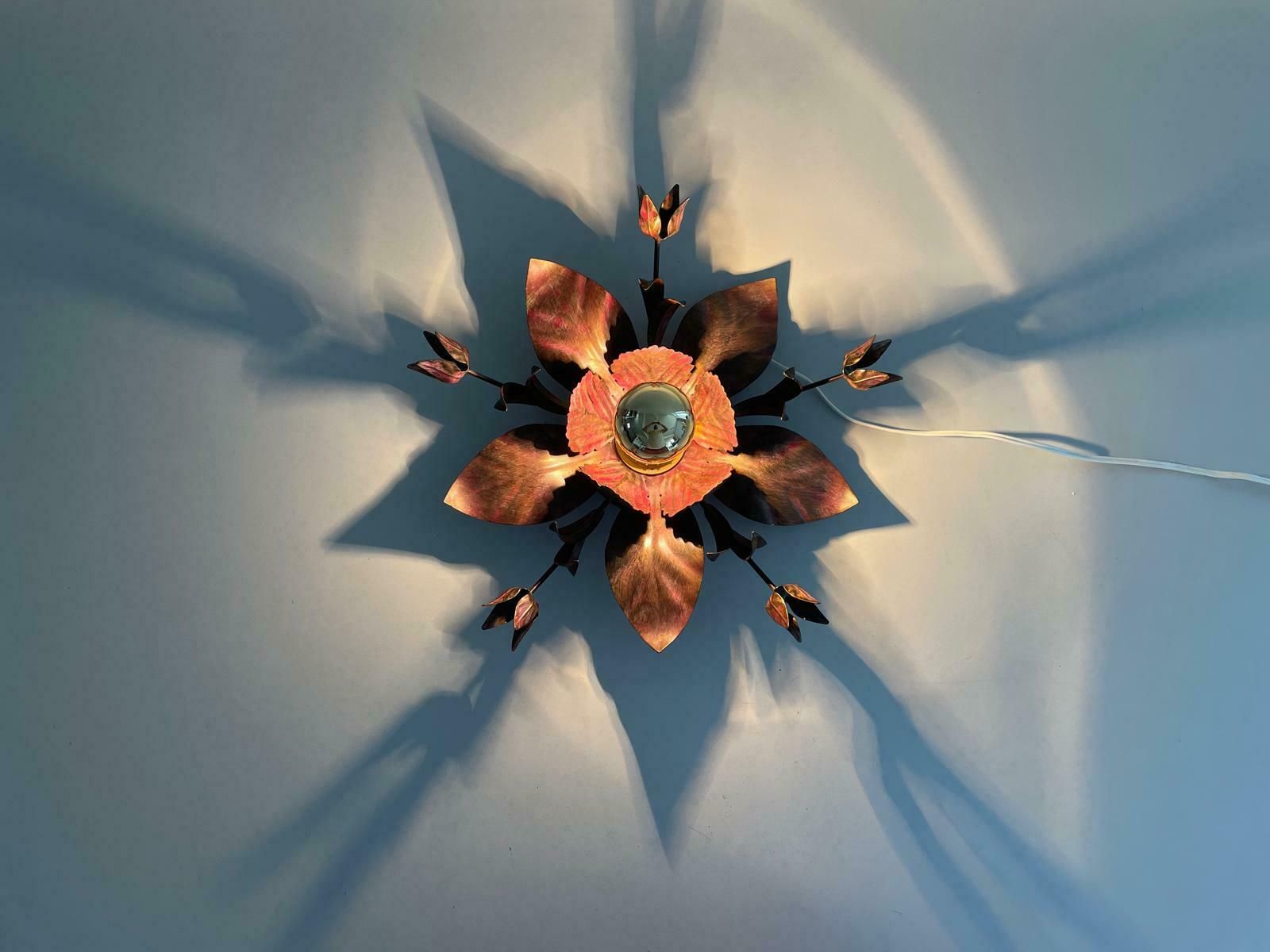 Italian Lovely Flower Design Metal Flush Mount Light, Italy, 1960s, 3 Available In Stock photo 598.0