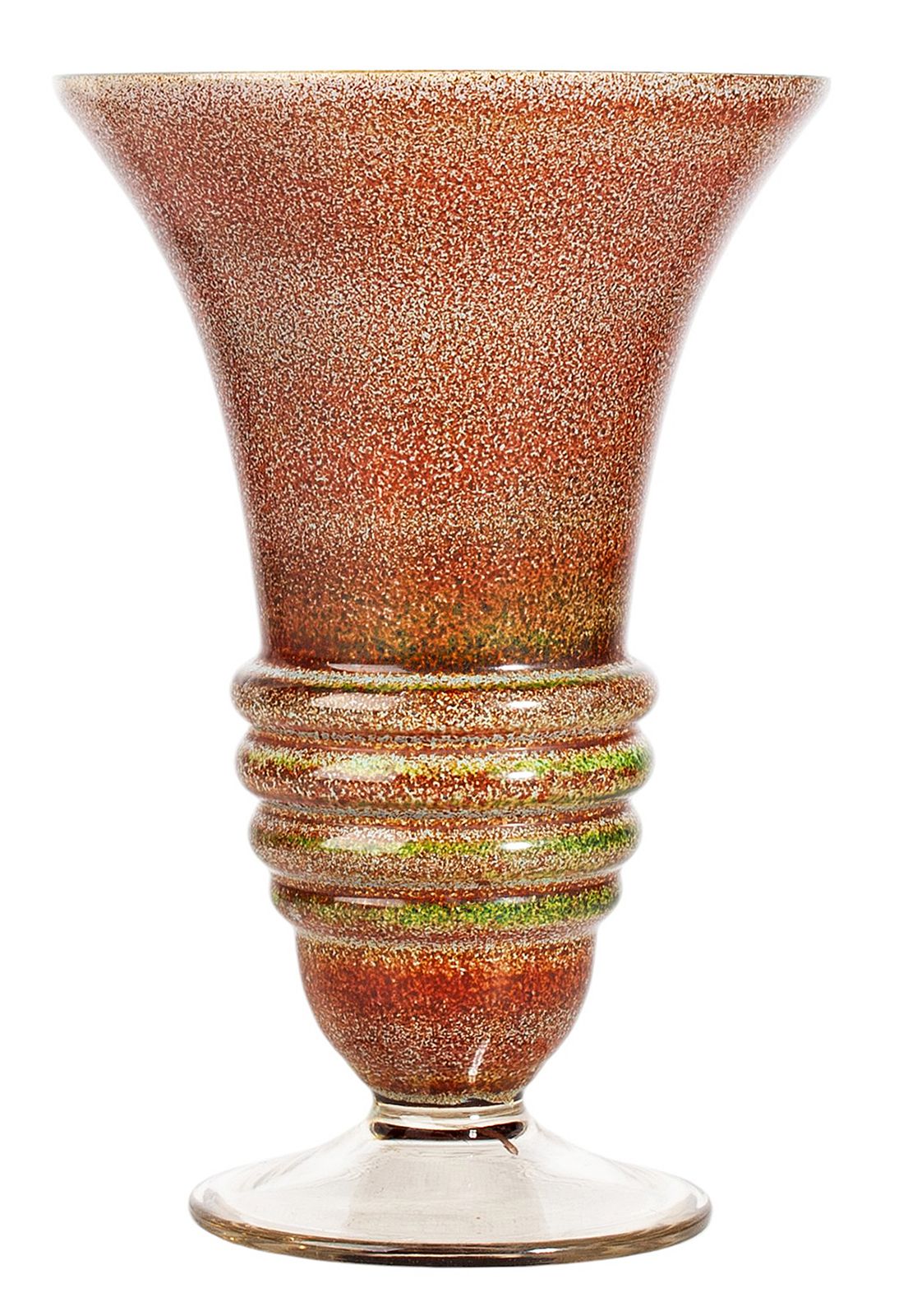 Mid 20th Century Modern Barbini Like Enameled Murano Glass Trumpet Vase, Italy photo Home Decor