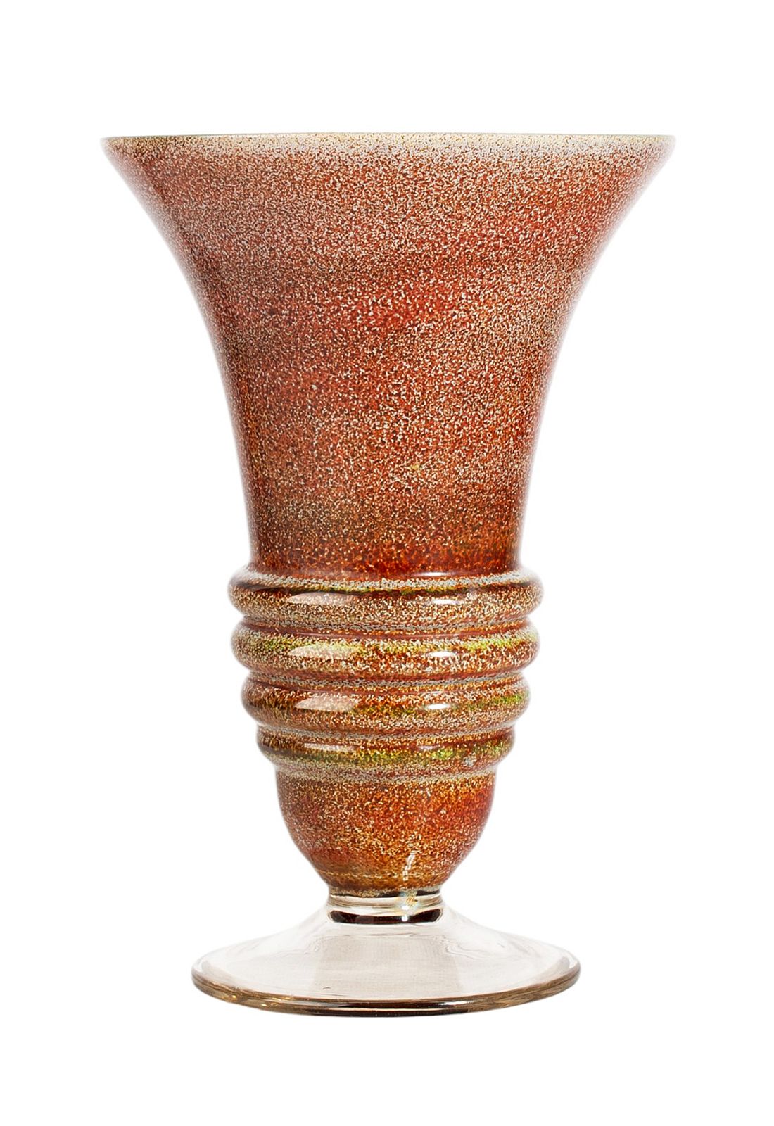Mid 20th Century Modern Barbini Like Enameled Murano Glass Trumpet Vase, Italy