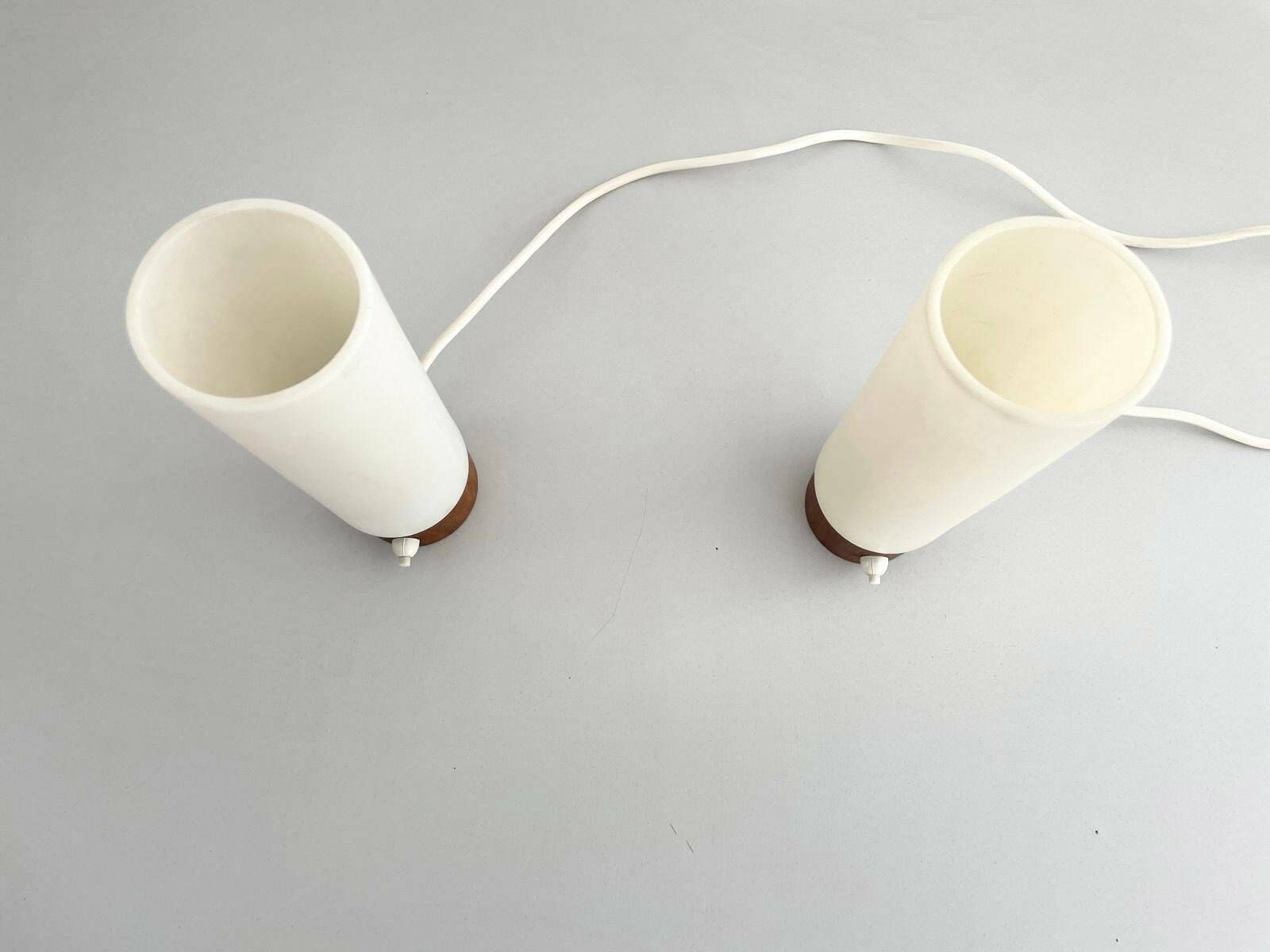 Plexiglass And Wood Pair Of Bedside Lamps, Germany, 1960s photo vintage