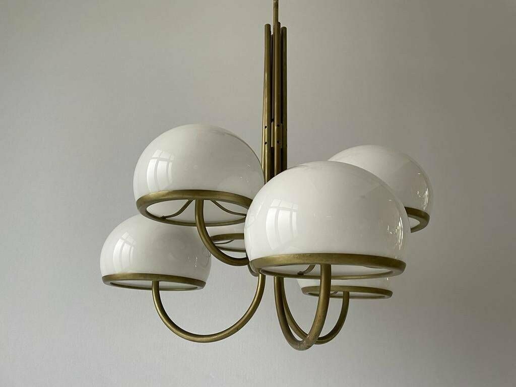 6 Acrylic Shade Chandelier By Arteluce, 1960s, Italy