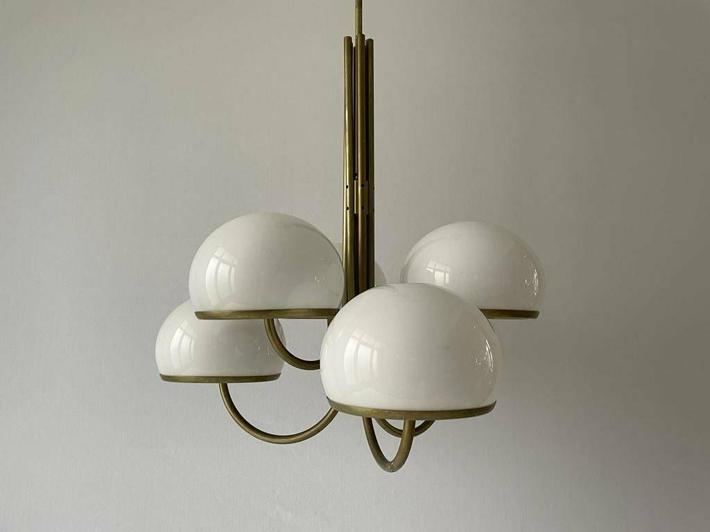 6 Acrylic Shade Chandelier By Arteluce, 1960s, Italy photo for sale