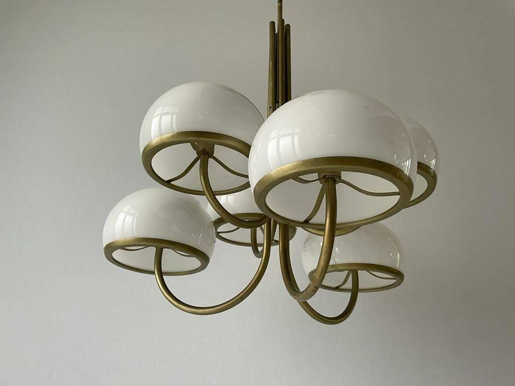 6 Acrylic Shade Chandelier By Arteluce, 1960s, Italy photo 23936.0