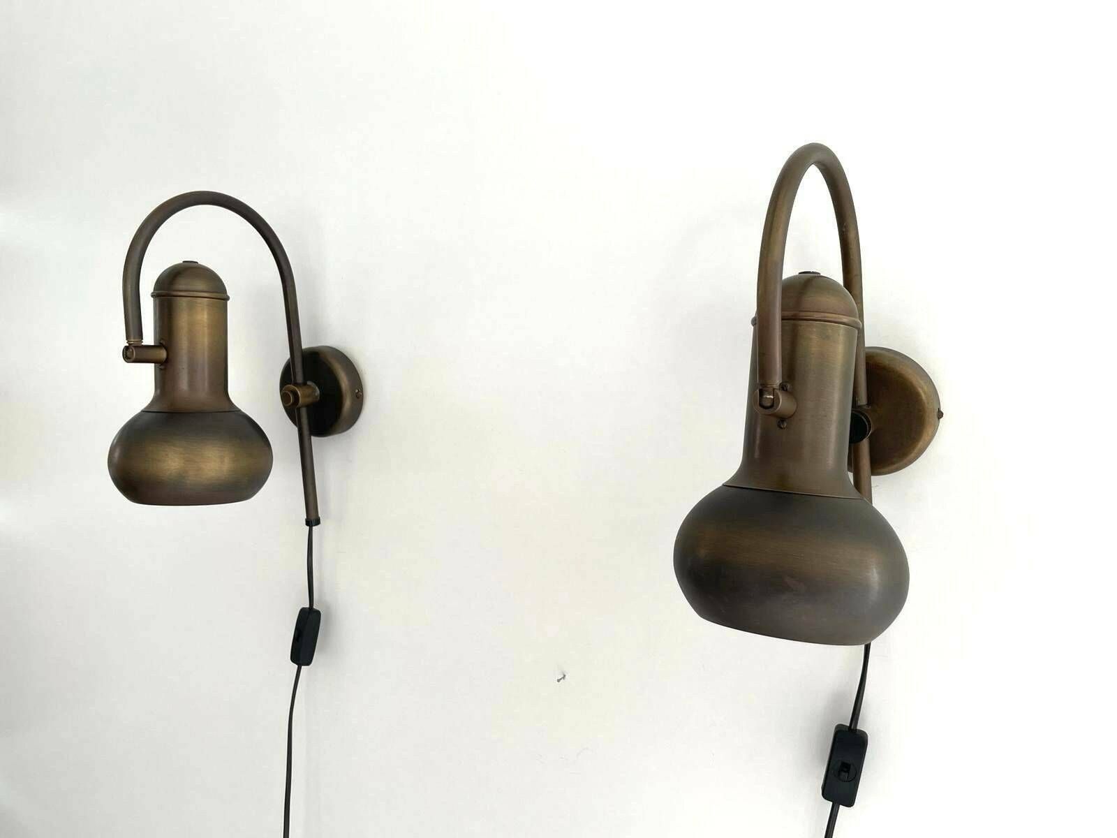 Space Age Aged Brass Pair Of Sconces By N Leuchten, 1970s, Germany
