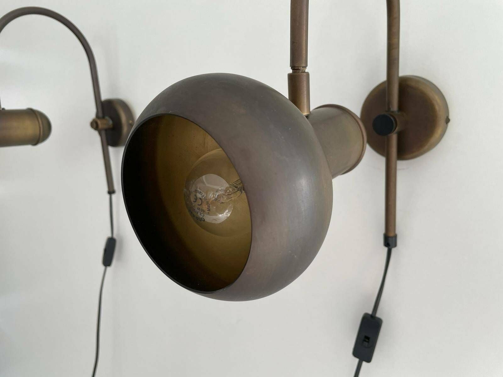 Space Age Aged Brass Pair Of Sconces By N Leuchten, 1970s, Germany photo vinterior
