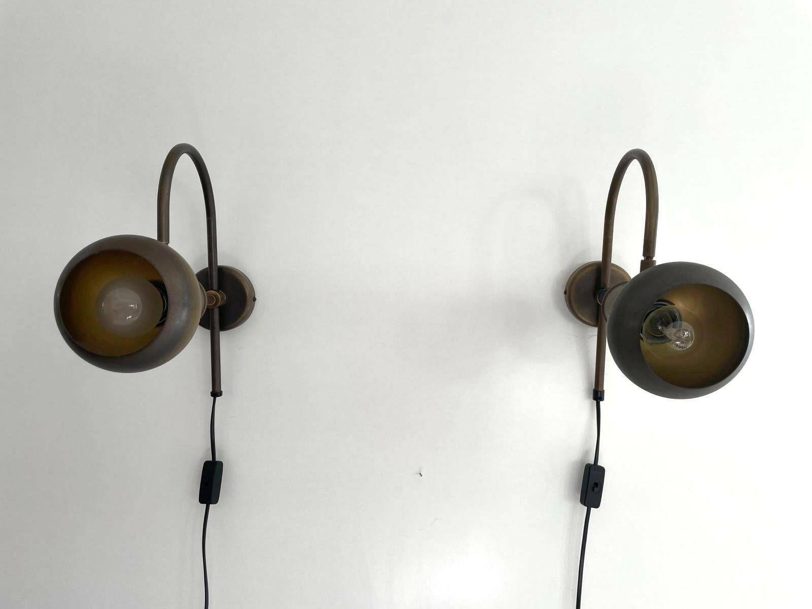 photo furniture Space Age Aged Brass Pair Of Sconces By N Leuchten, 1970s, Germany