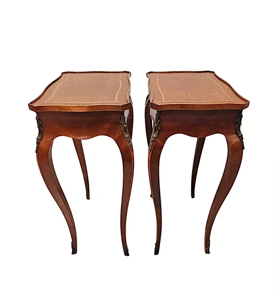 A Fabulous Pair Of Early 20th Century Ormolu Mounted Side Tables With Parquetry Detail photo buy