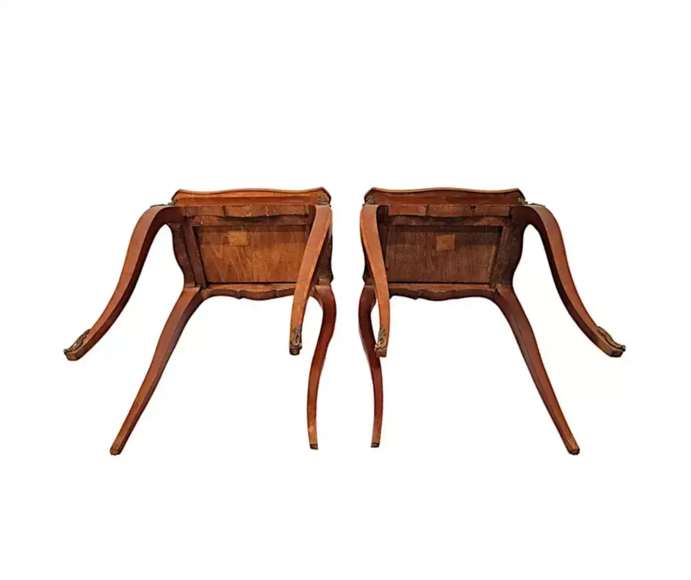 photo furniture A Fabulous Pair Of Early 20th Century Ormolu Mounted Side Tables With Parquetry Detail