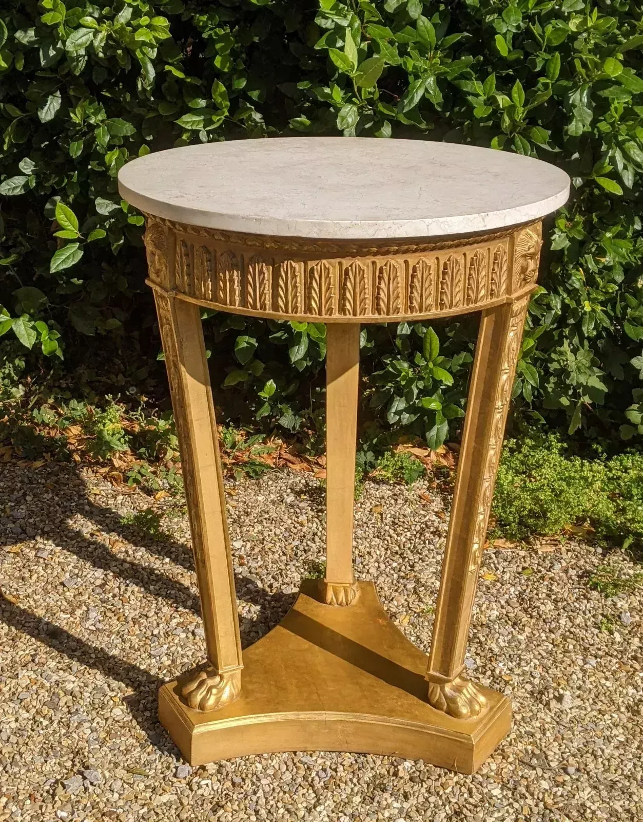 Early 20th Century Regency Gilt Wood Marble Top Circular Table photo Furniture