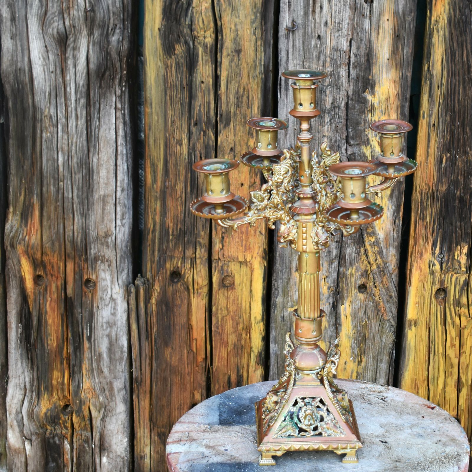 Antique 19th Century Bronze Christopher Dresser Style Church Altar Candelabra photo furniture