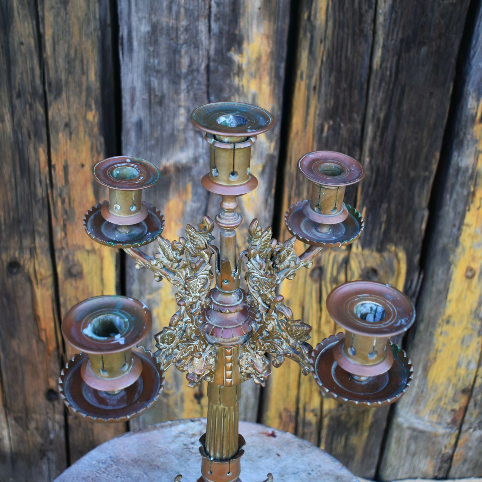 Antique 19th Century Bronze Christopher Dresser Style Church Altar Candelabra photo buy