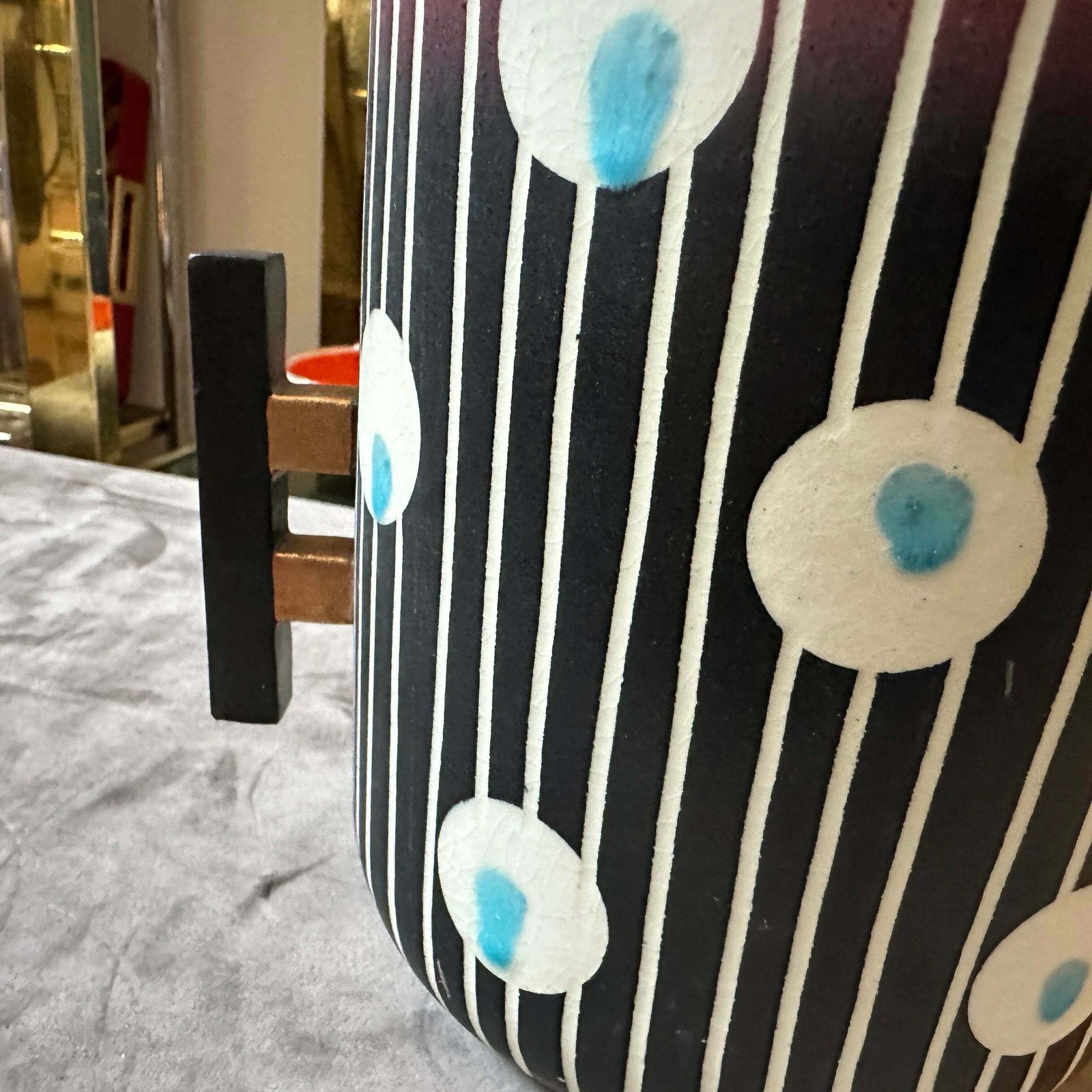 1960s Mid Century Modern Hand Painted Ceramic Italian Vase By Bellaria photo furniture