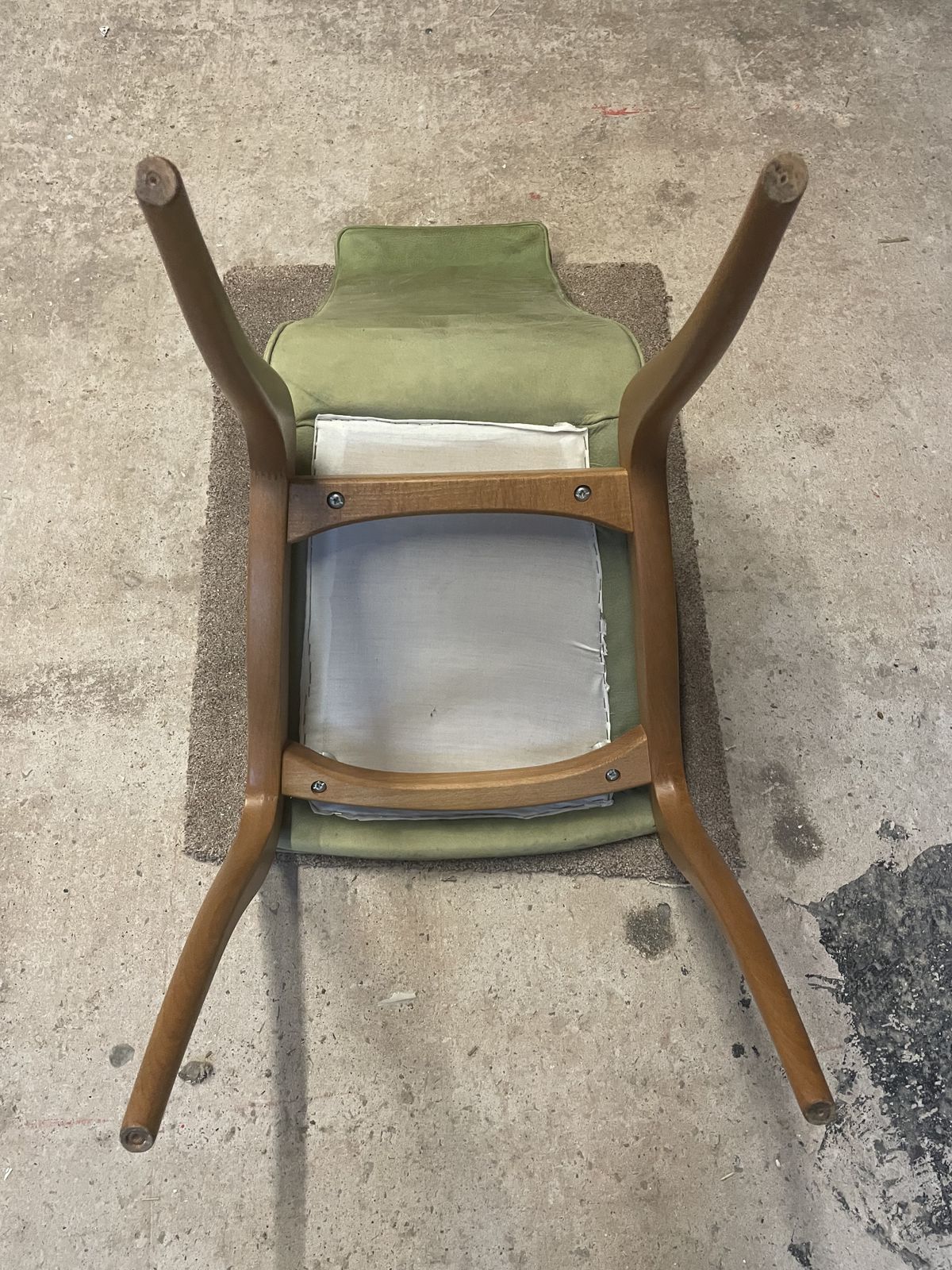 Mid Century Green Leather Dining Chairs,Set Of Six photo vinterior