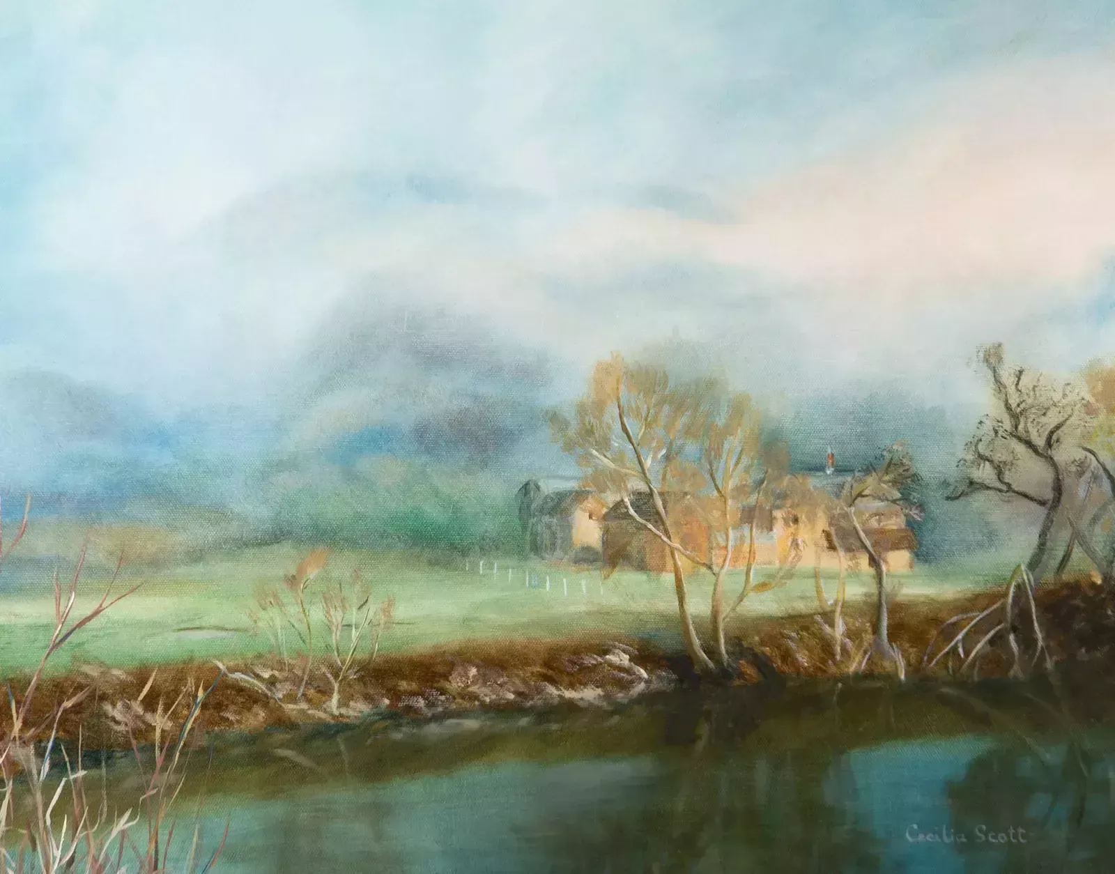 Cecilia Scott   20th Century Oil, Mist At Symonds Yat photo furniture