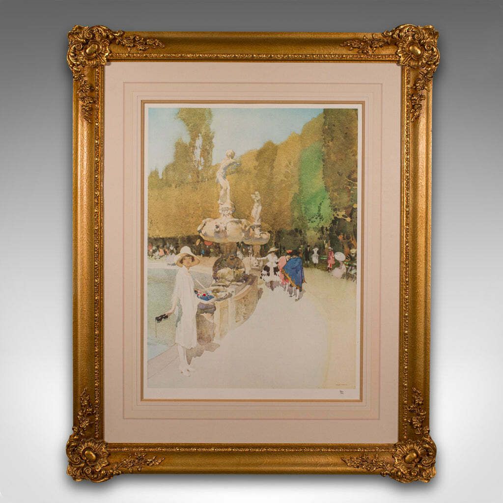 Large Vintage Limited Edition Art Print, English, Framed, William Russell Flint photo furniture