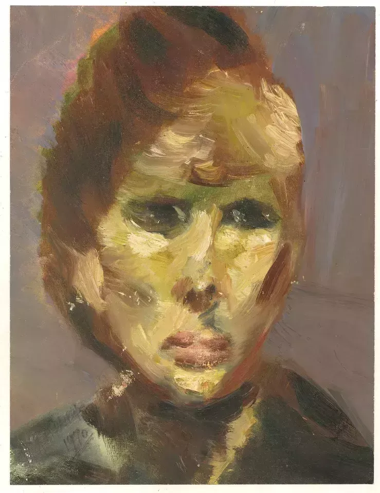 J. Phillips   1970 Oil, Portrait Of A Figure photo furniture