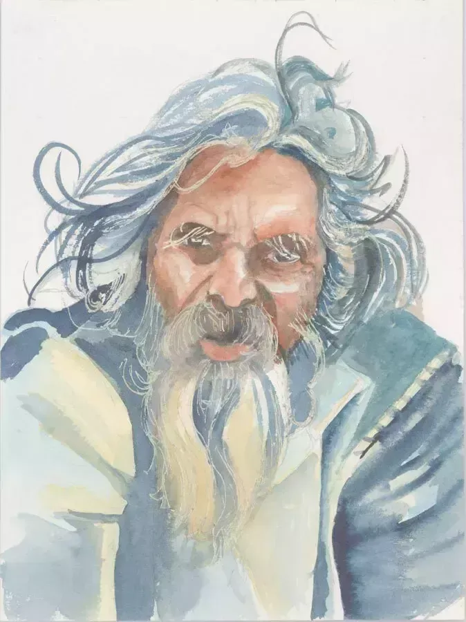 Patricia Johnstone (1944 2023)  Contemporary Watercolour Poseidon photo furniture