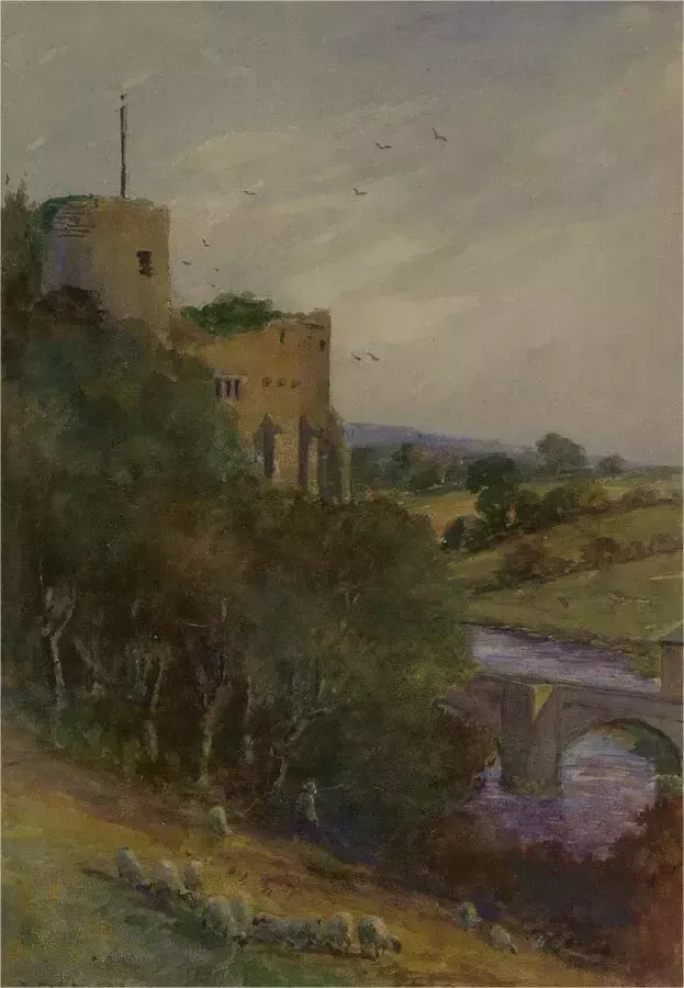 George Edward Alexander (1865 1931)   Watercolour, The Castle Ruins photo furniture