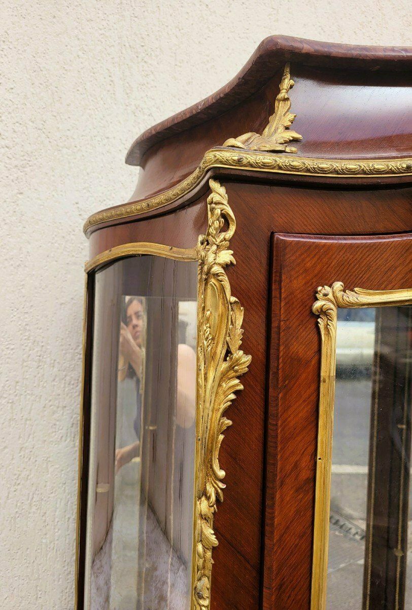 Curved Vitrine In Marquetry And Bronze, Napoleon III, 19th Century photo Furniture