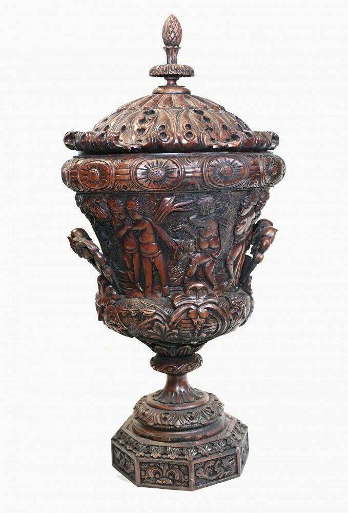 Pair Monumental Carved Italian Urns Campana Grand Tour Planters photo vinterior