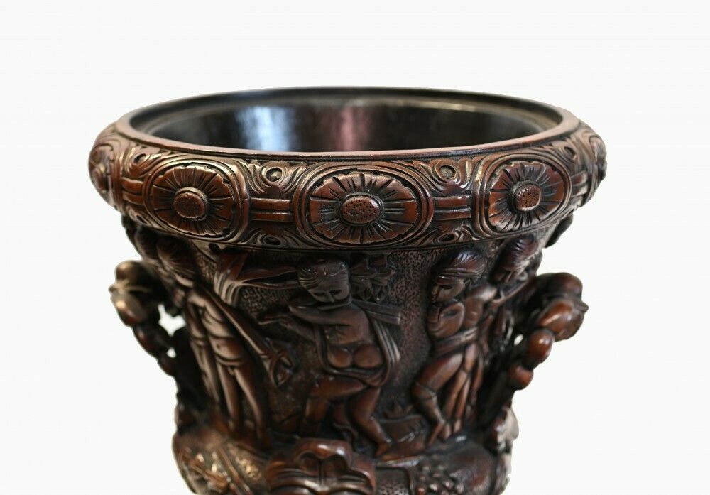 2850.0 Pair Monumental Carved Italian Urns Campana Grand Tour Planters photo