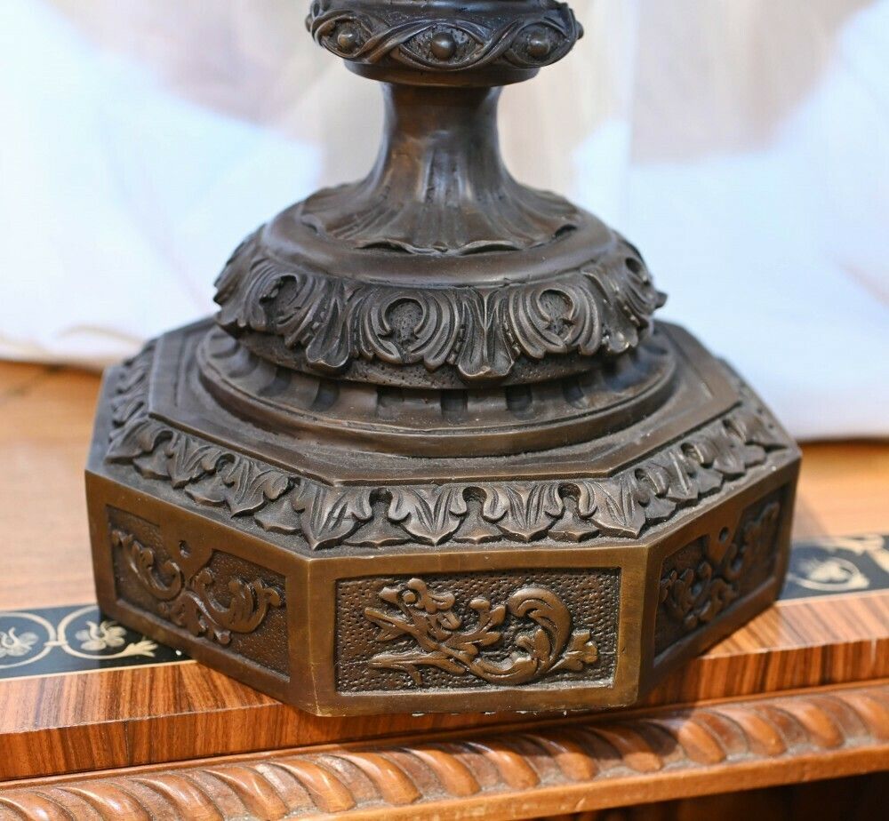 Pair Large Bronze Urns Monumental Campana Cherub After Clodion photo 4500.0