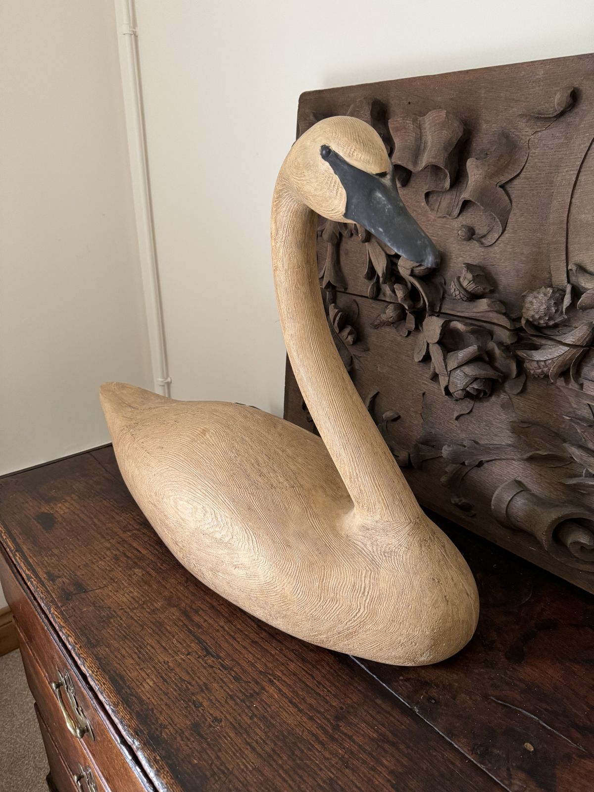 Carved Wooden Swan By Dann Sears (American Contemporary) photo Art