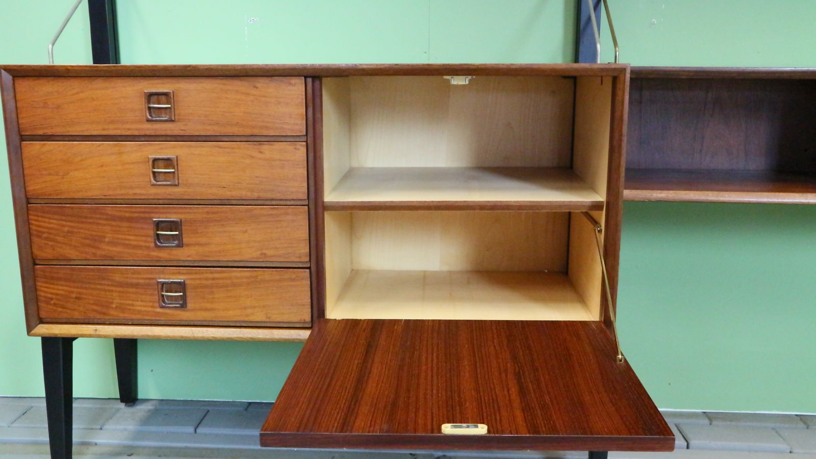 Teak Modular Mid Century Modern Wall Unit By Louis Van Teeffelen For Wébé, 1960s photo 2500.0
