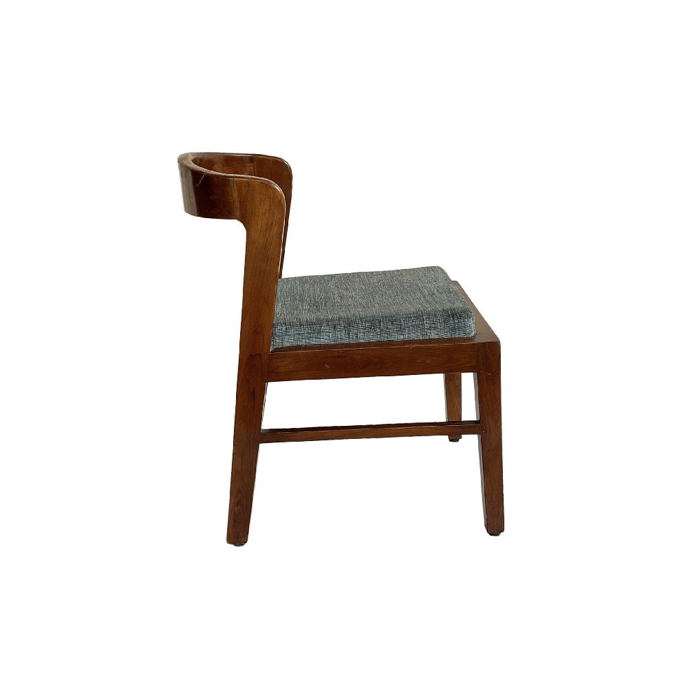 Antique Indian Handcrafted Teakwood Dining Set | 1940s Round Table With Lamella Base & 2 Curved Upholstered Chairs photo buy