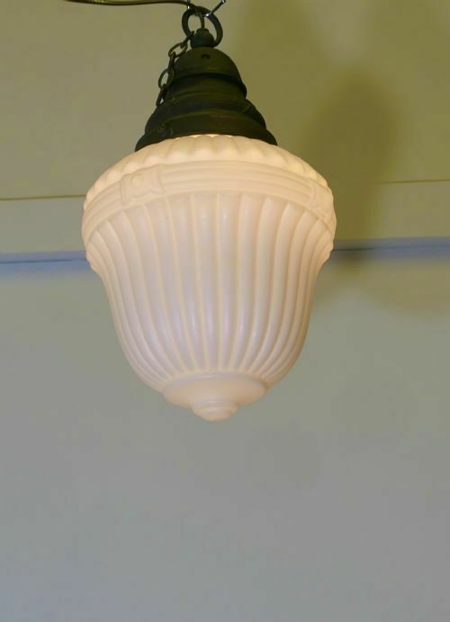 Large Victorian Arts And Crafts Opalescent Ceiling Pendant Light photo vinterior
