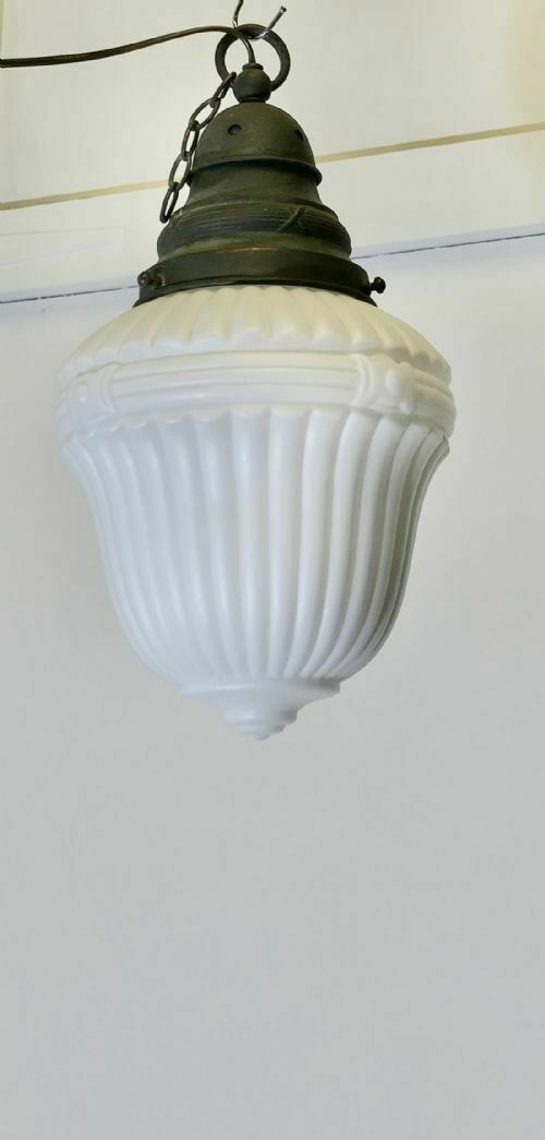 Large Victorian Arts And Crafts Opalescent Ceiling Pendant Light photo buy