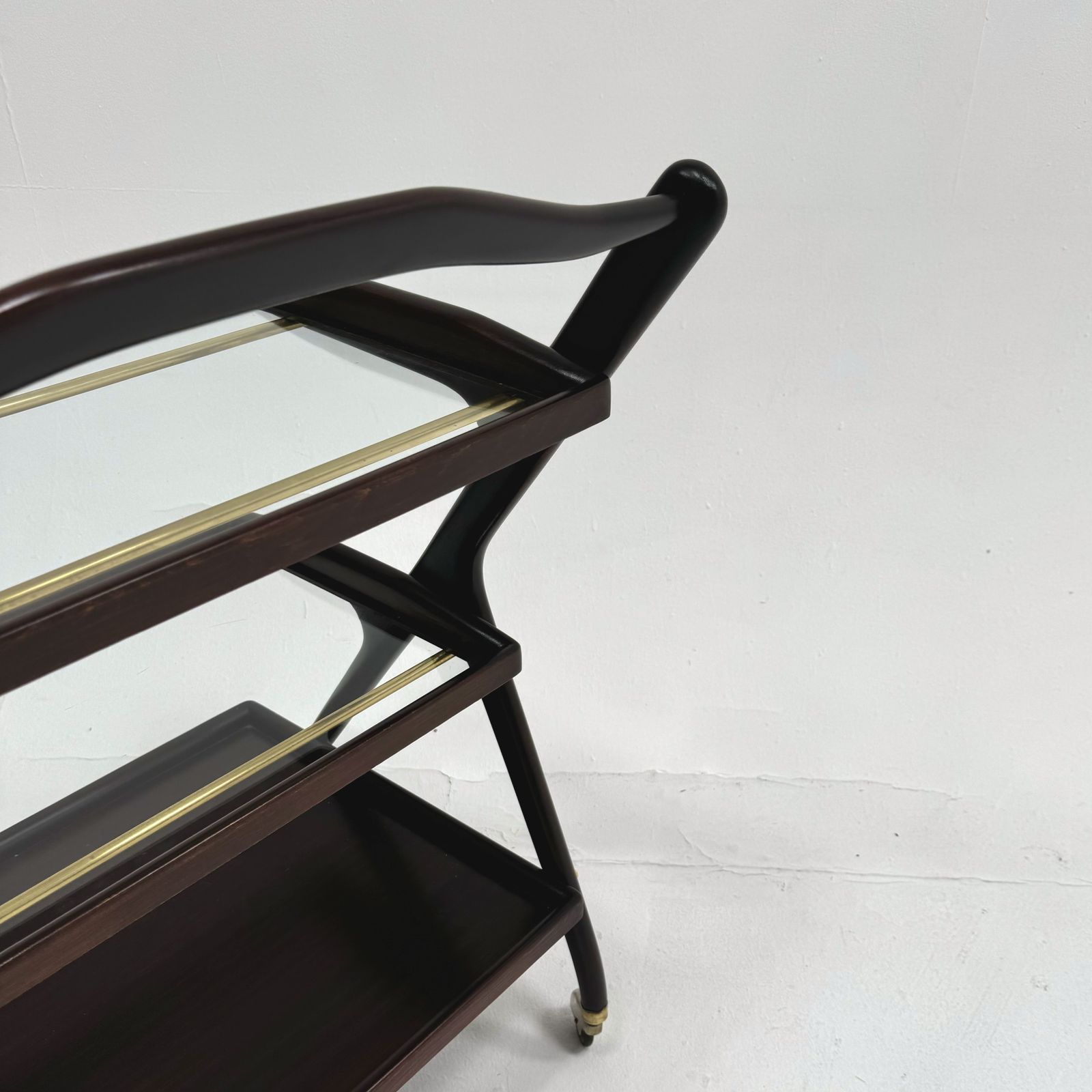1950s Italian Cesare Lacca Mahgany Bar Cart photo for sale