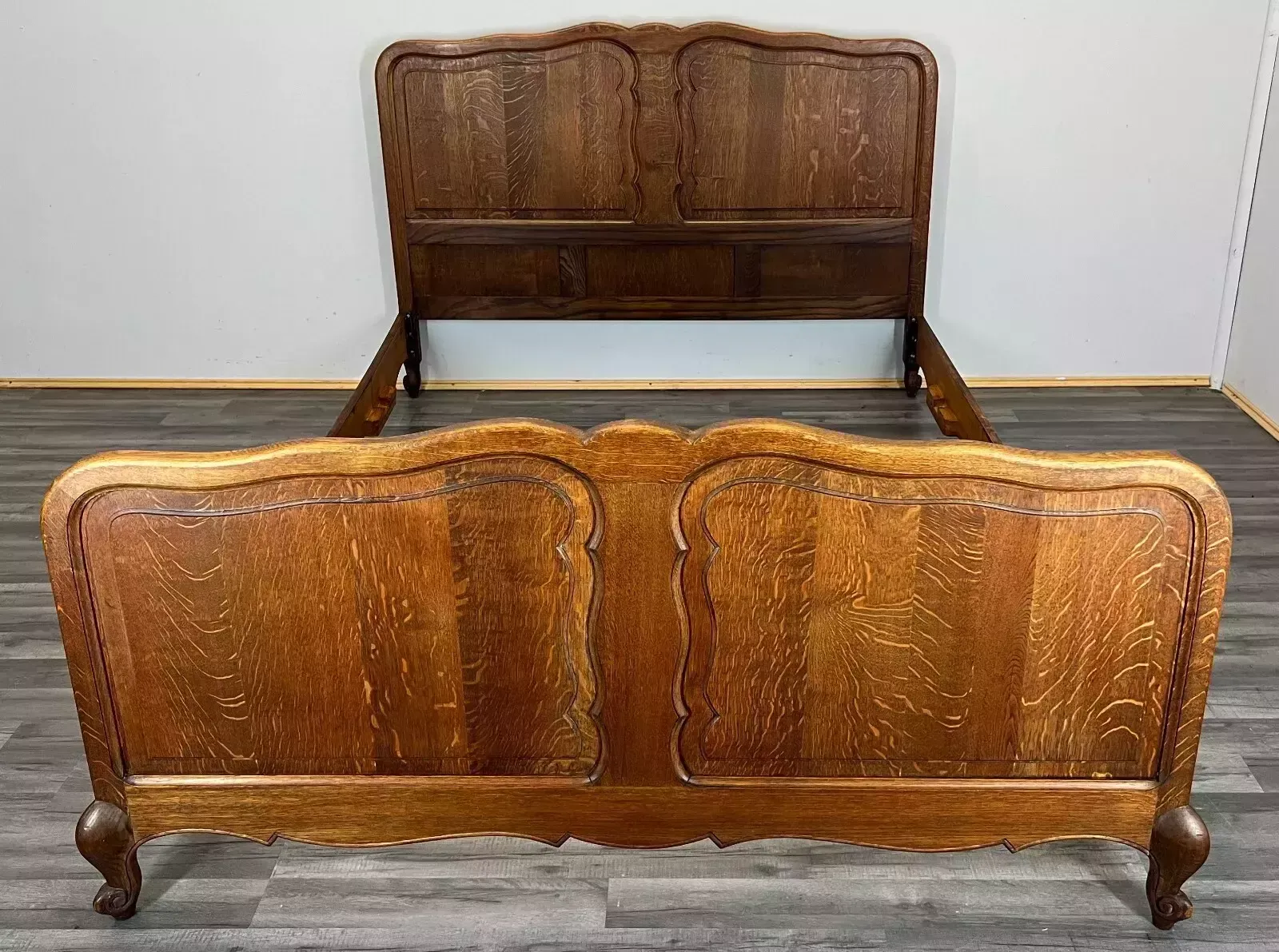 Double Bed Louis XV Style Vintage Retro French Oak Lot 3335