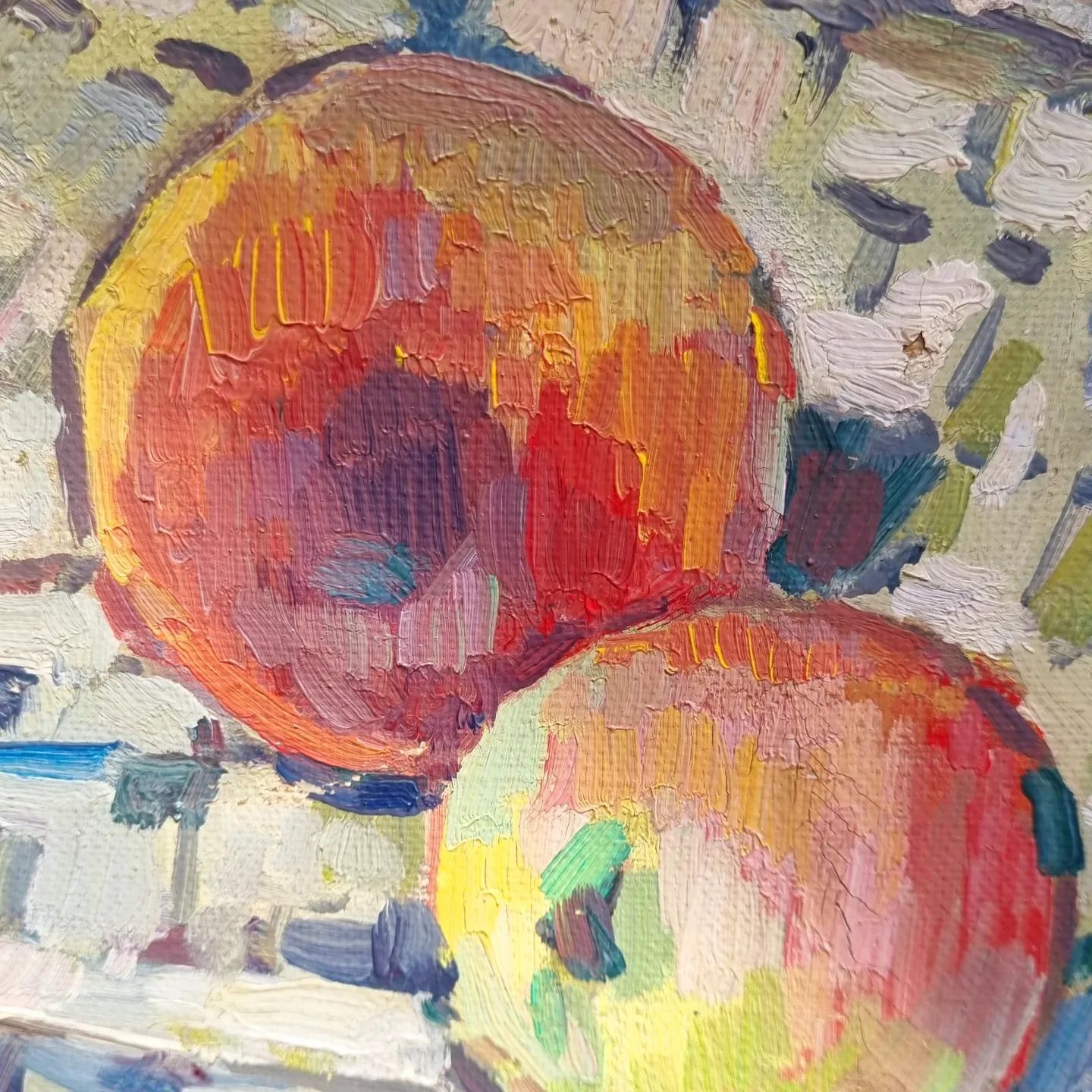 Rosy Apples Swedish Mid Century Oil On Canvas By Edvin Ollers (1888 1959) photo furniture
