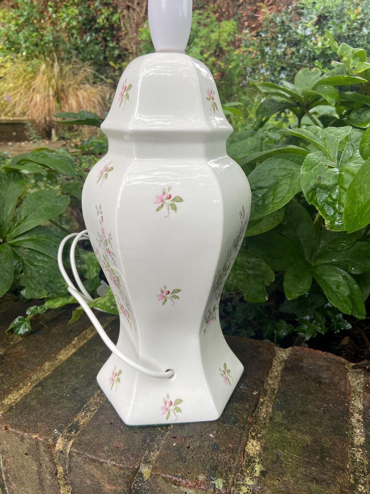 Classic Vintage Ginger Jar, Mock Oriental Ceramic Table Lamp With Flowers   Working photo buy