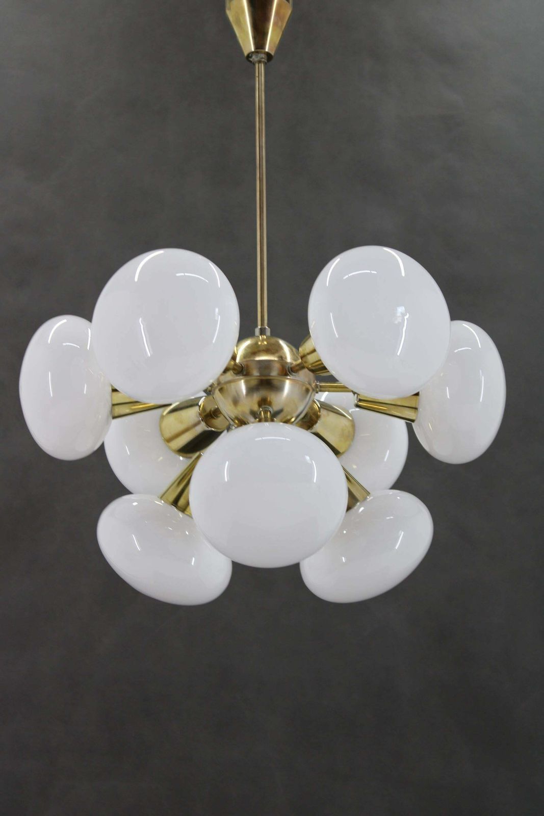 1970s Brass 9 Flamming Chandelier By Sputnik , Czechoslovakia photo furniture