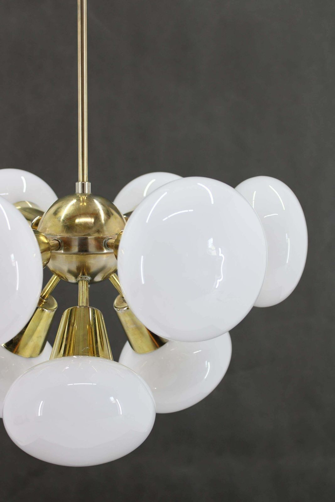 1970s Brass 9 Flamming Chandelier By Sputnik , Czechoslovakia photo 975.0