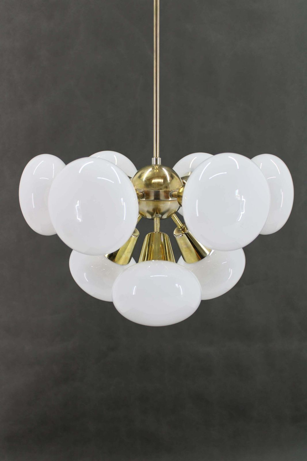 1970s Brass 9 Flamming Chandelier By Sputnik , Czechoslovakia photo vinterior