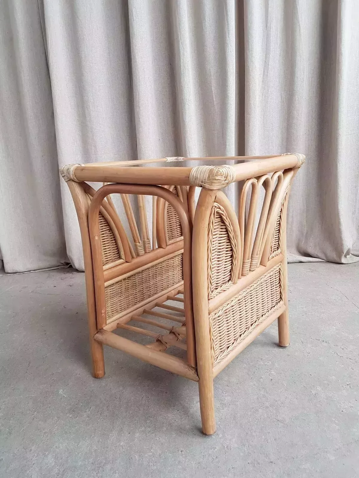 Vtg Late Mid Century Bamboo Wicker Side Table Scandi Retro R581 photo buy
