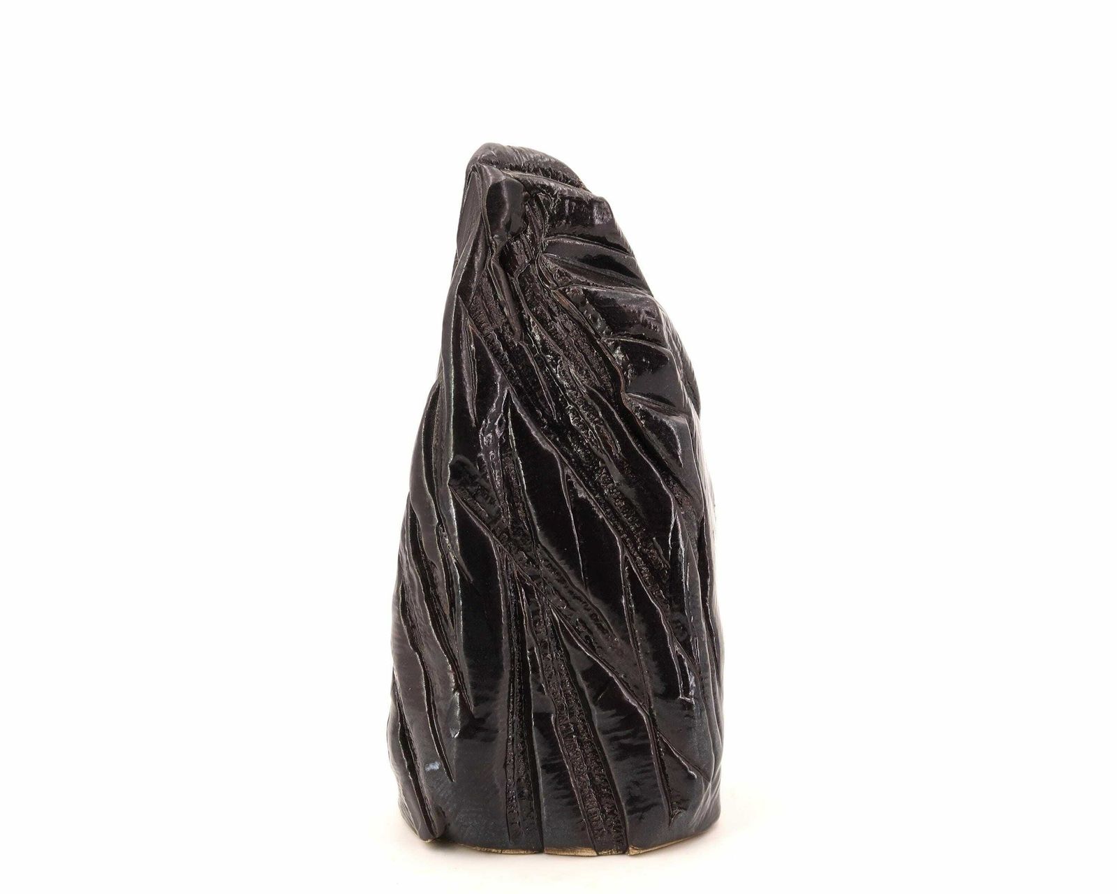 Minimalist Black Ceramic Sculpture " Cliff ", 1970s / Pebble, Abstract, Art, Paperweight photo furniture
