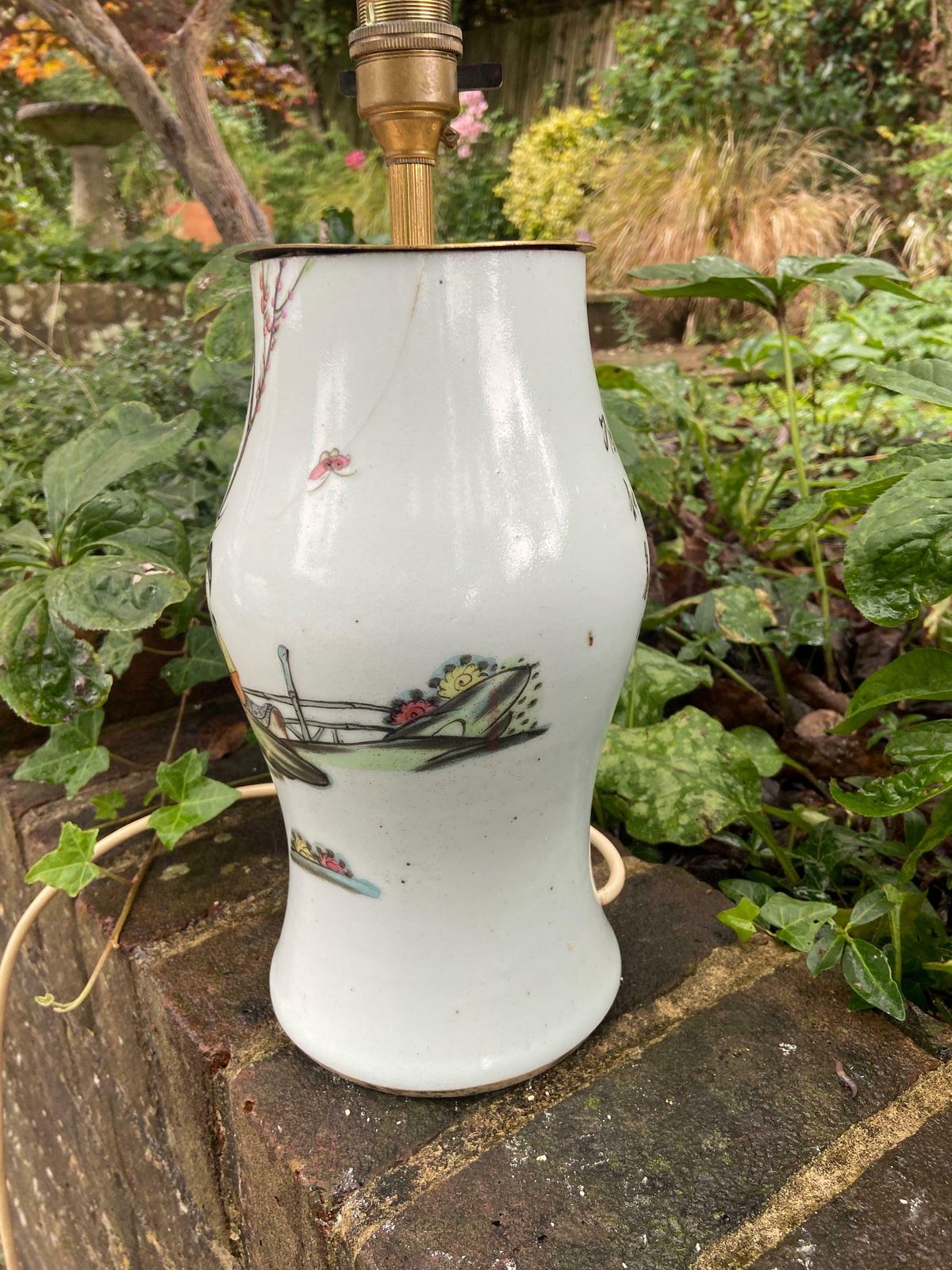 Early 20th Century Japanese Oriental Hand Painted Table Lamp, Geisha   Working Condition photo buy