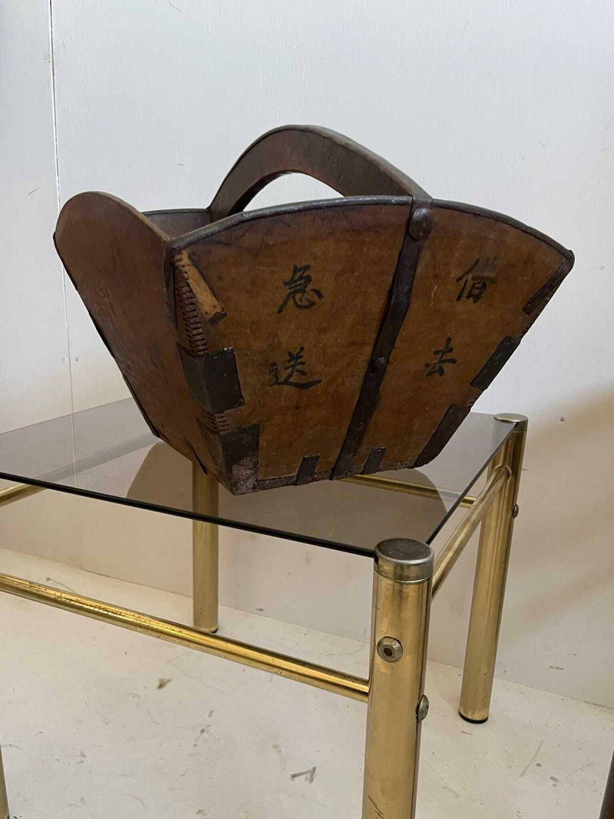 Vintage Chinese Wooden Rice Carrier Measuring Basket photo buy