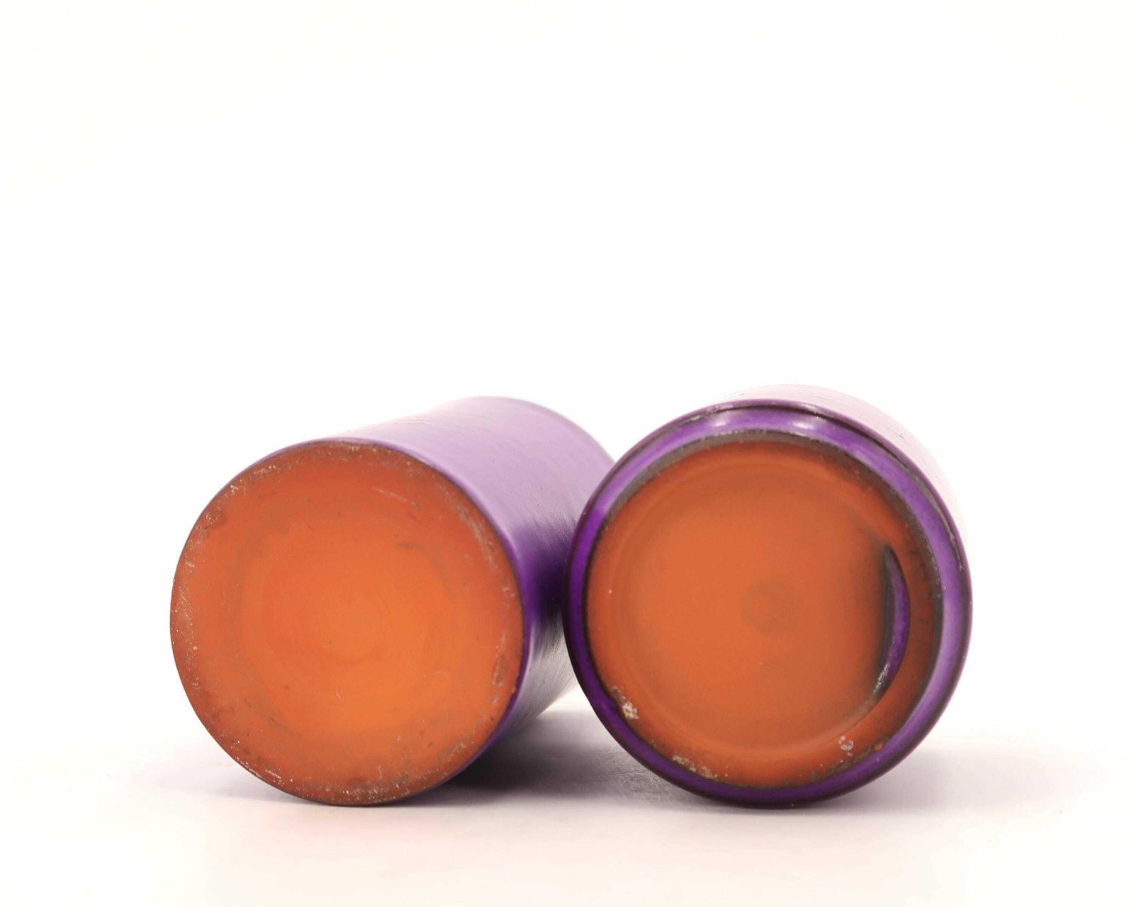 Paar Paarse Keramische Cilindervazen, Jaren 1970 / Rol, Buis, Georges Jouve Stijl photo Woonaccessoires