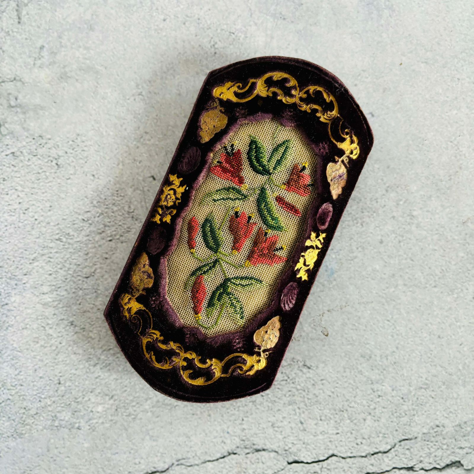 Antique French Embroidered Cigar / Spectacle Case