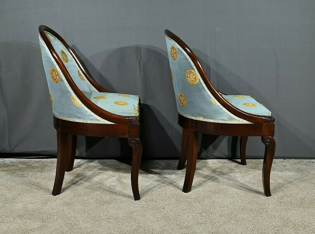 Pair Of Mahogany Gondola Chairs, Restoration Period – 1st Part 19th photo Furniture