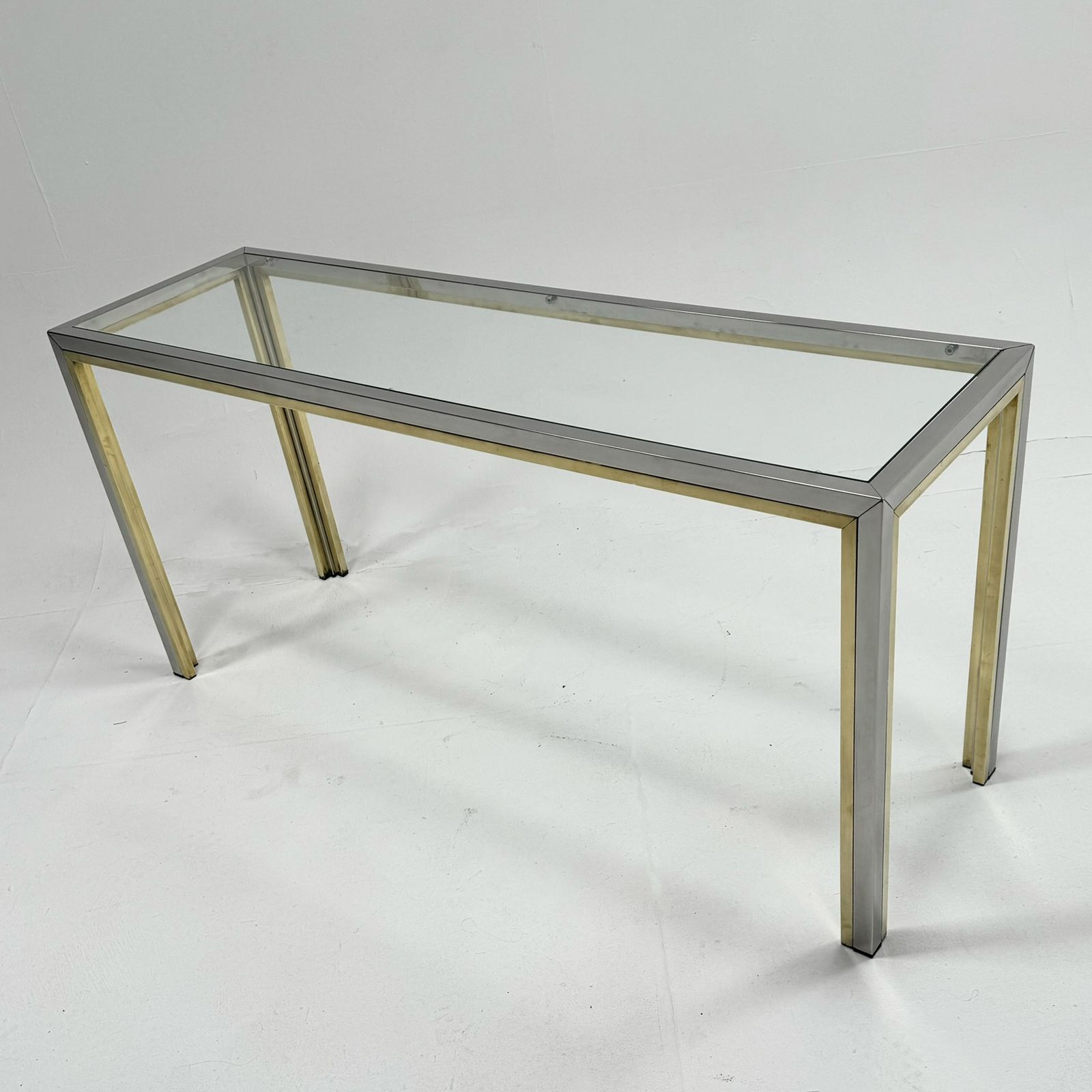 1970s Retro Chrome And Brass Romea Rega Italian Console photo for sale