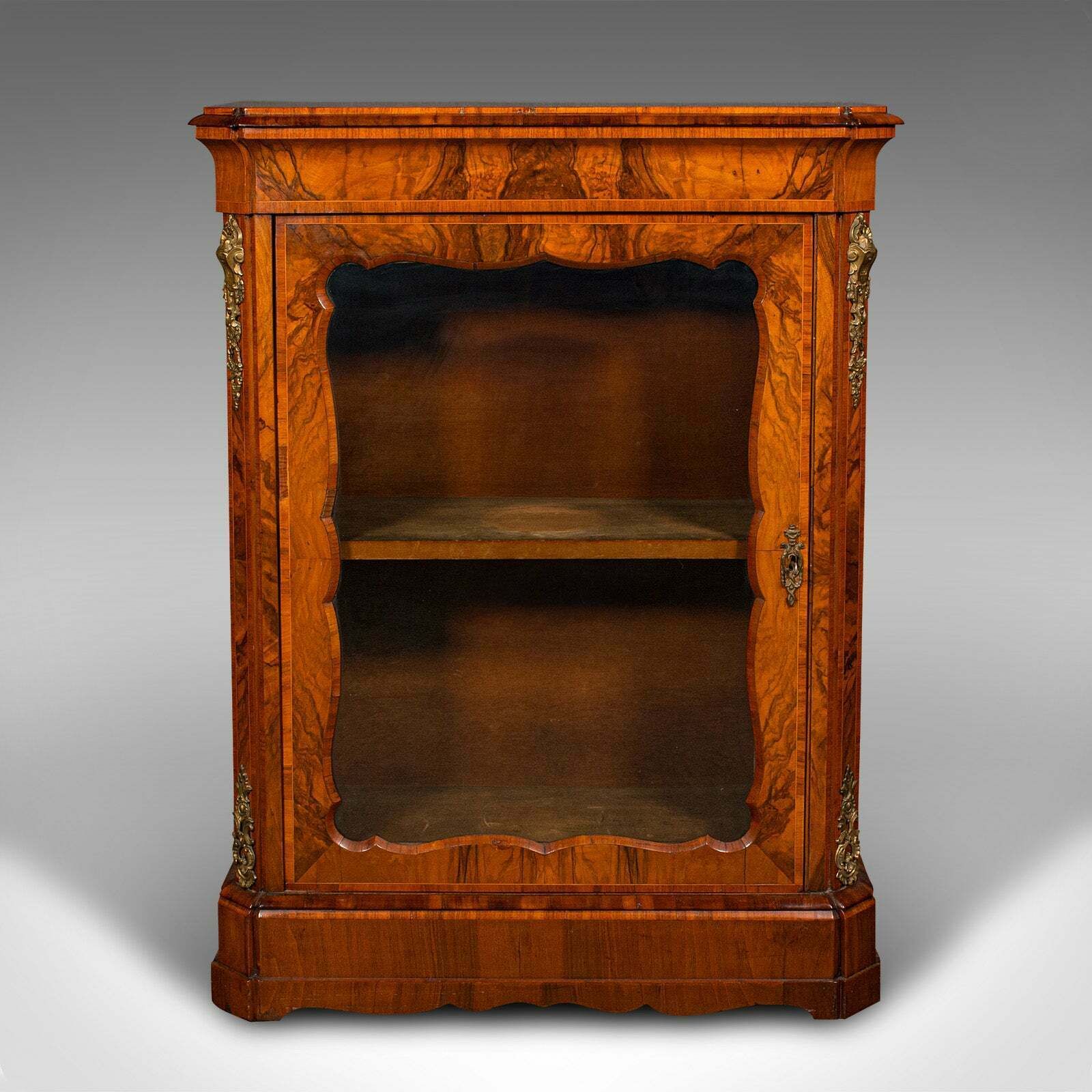 Large Antique Pier Cabinet, English, Walnut, Glazed, Druce & Co, Victorian, 1850 photo furniture