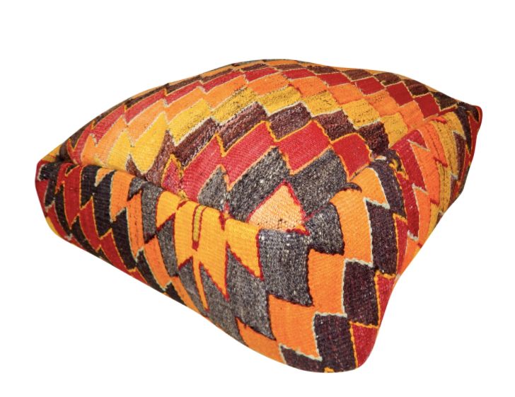 Geometrical Red Turkish Kilim Pouf photo 263.0