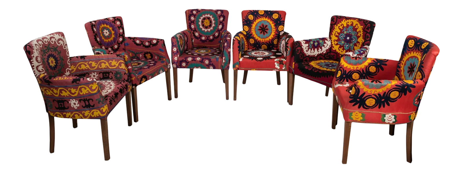 Set Of 6 Suzani Chair   Traditional Bergere